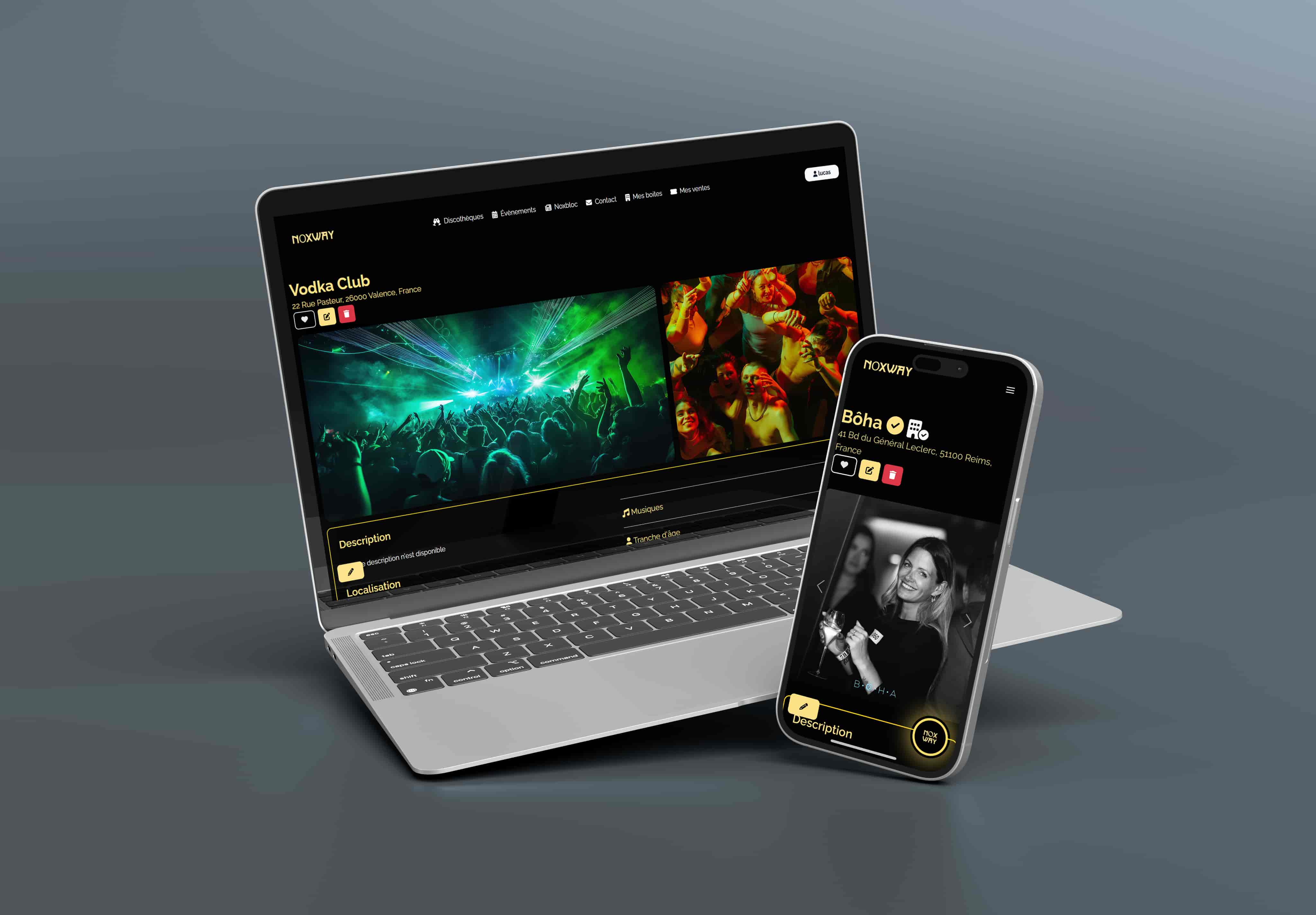 Interface de gestion de club sur Noxway - Créez votre vitrine digitale